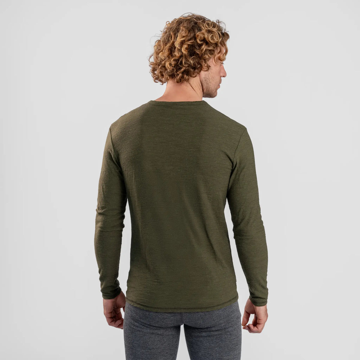 Men's Alpaca Wool Long Sleeve T-Shirt: 160 Ultralight color green