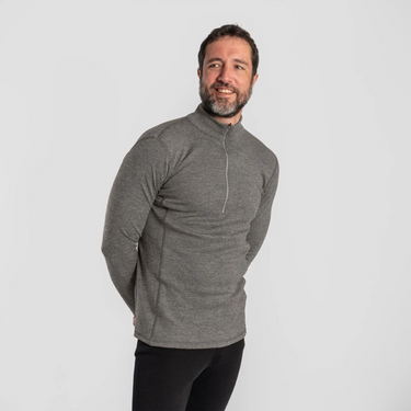 mens low moisture absorption baselayer half zip color natural gray