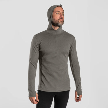 mens low moisture absorption baselayer half zip hoodie color natural gray