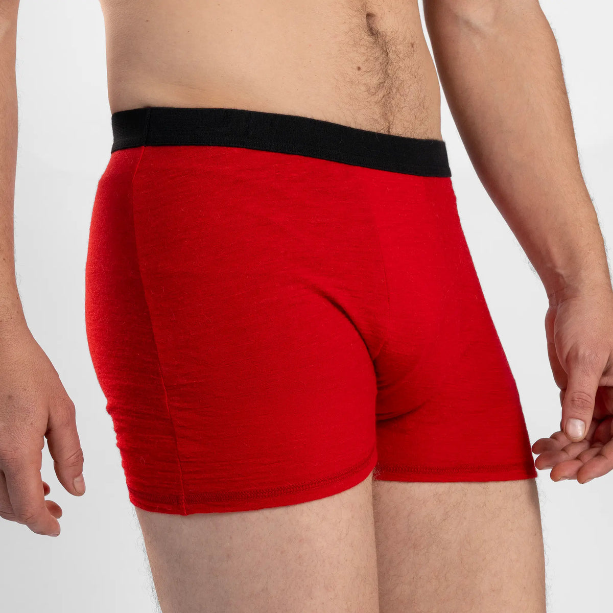 Men's Alpaca Wool Boxer Briefs: 160 Ultralight color red