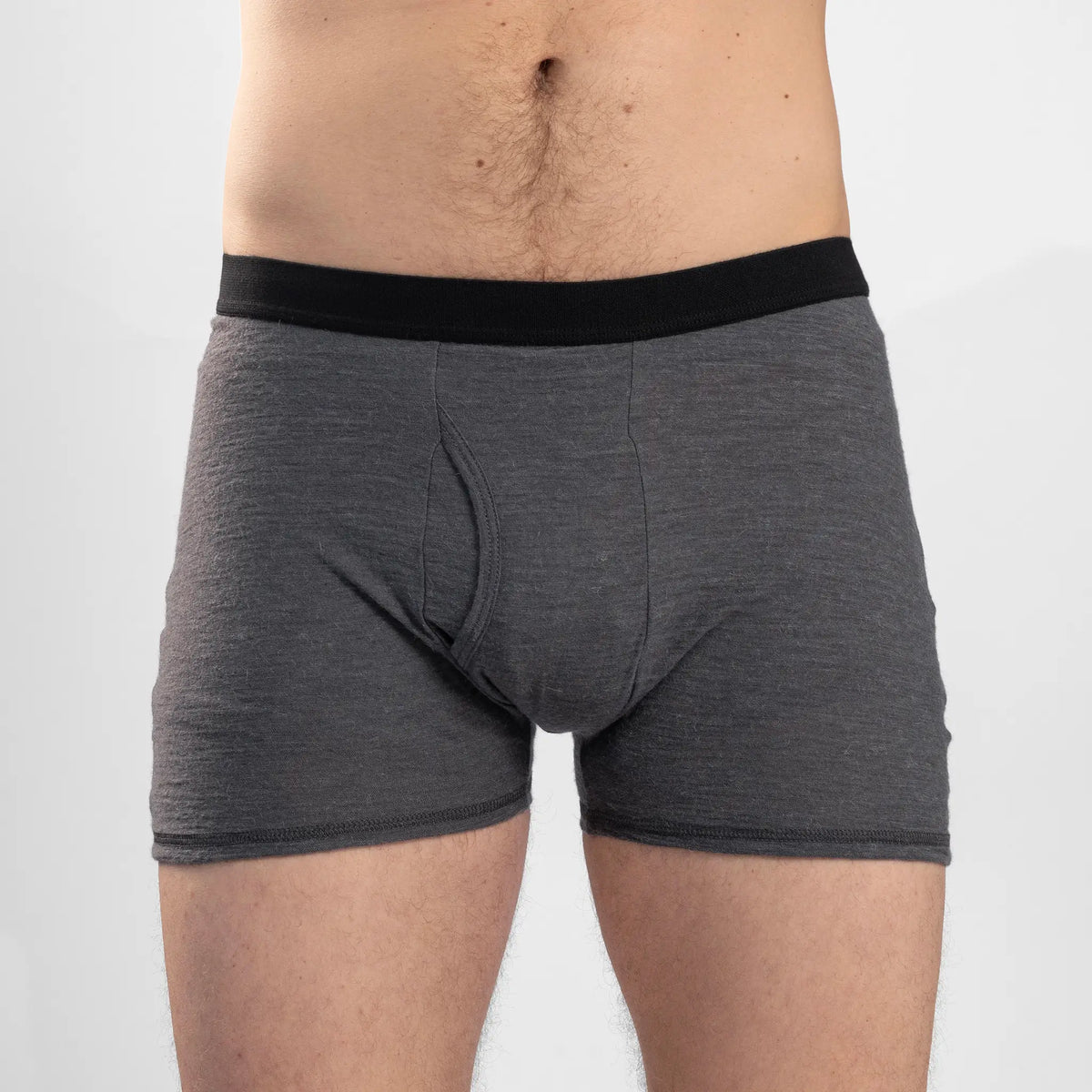 Men's Alpaca Wool Boxer Briefs fly color gray