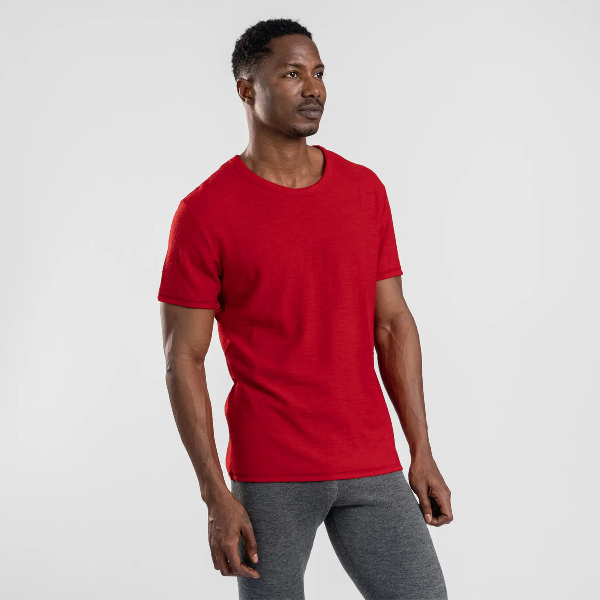 Men's Alpaca Wool T-Shirt: 160 Ultralight Crew Neck color red