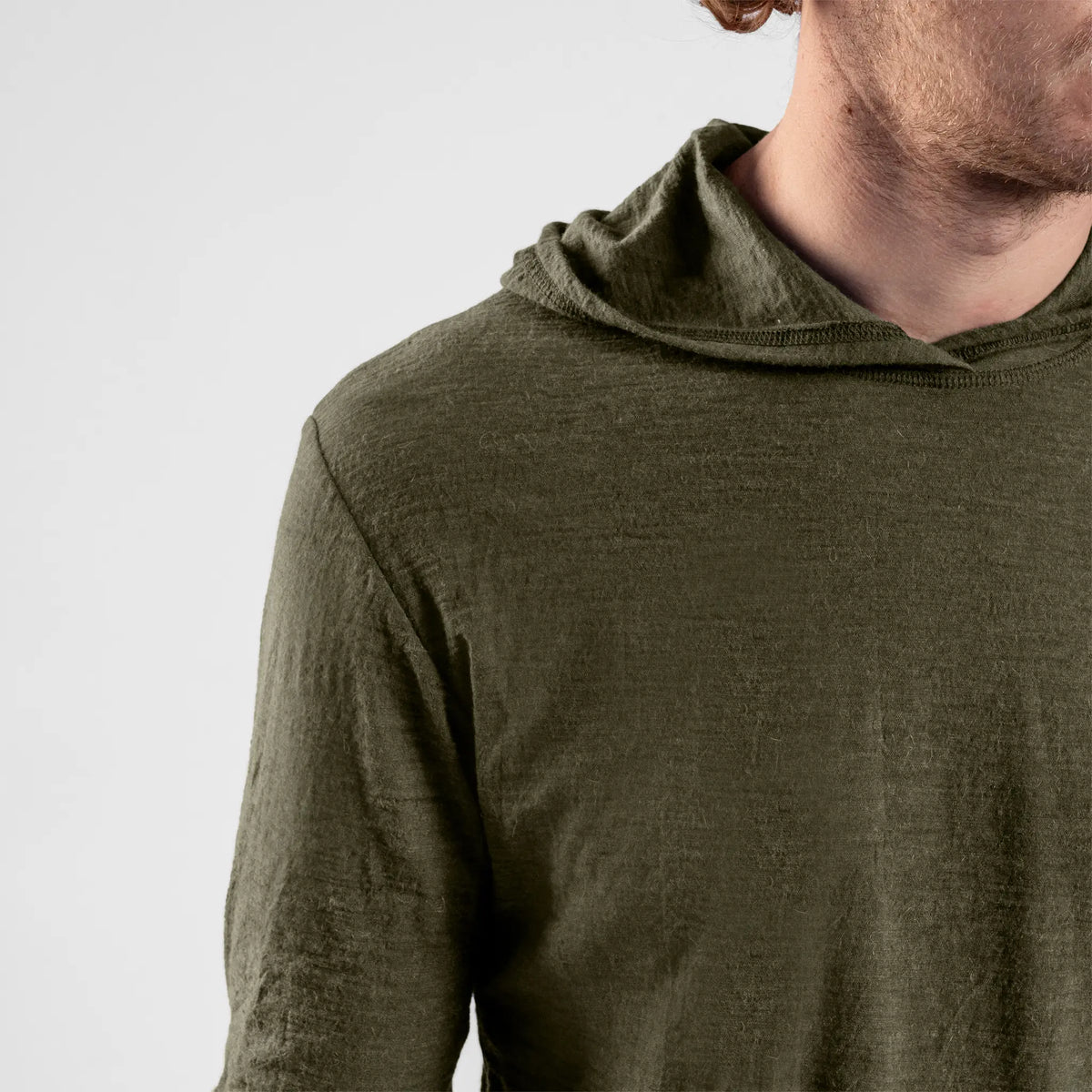 Men's Alpaca Wool Sun Hoodie: 160 Ultralight color green
