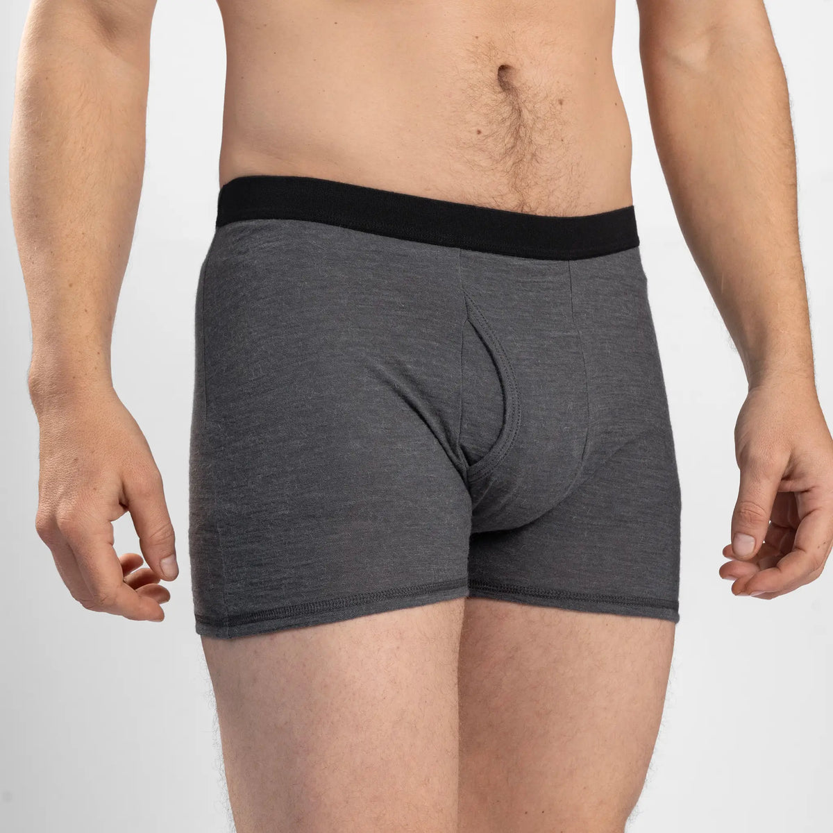 Men's Alpaca Wool Boxer Briefs fly color gray