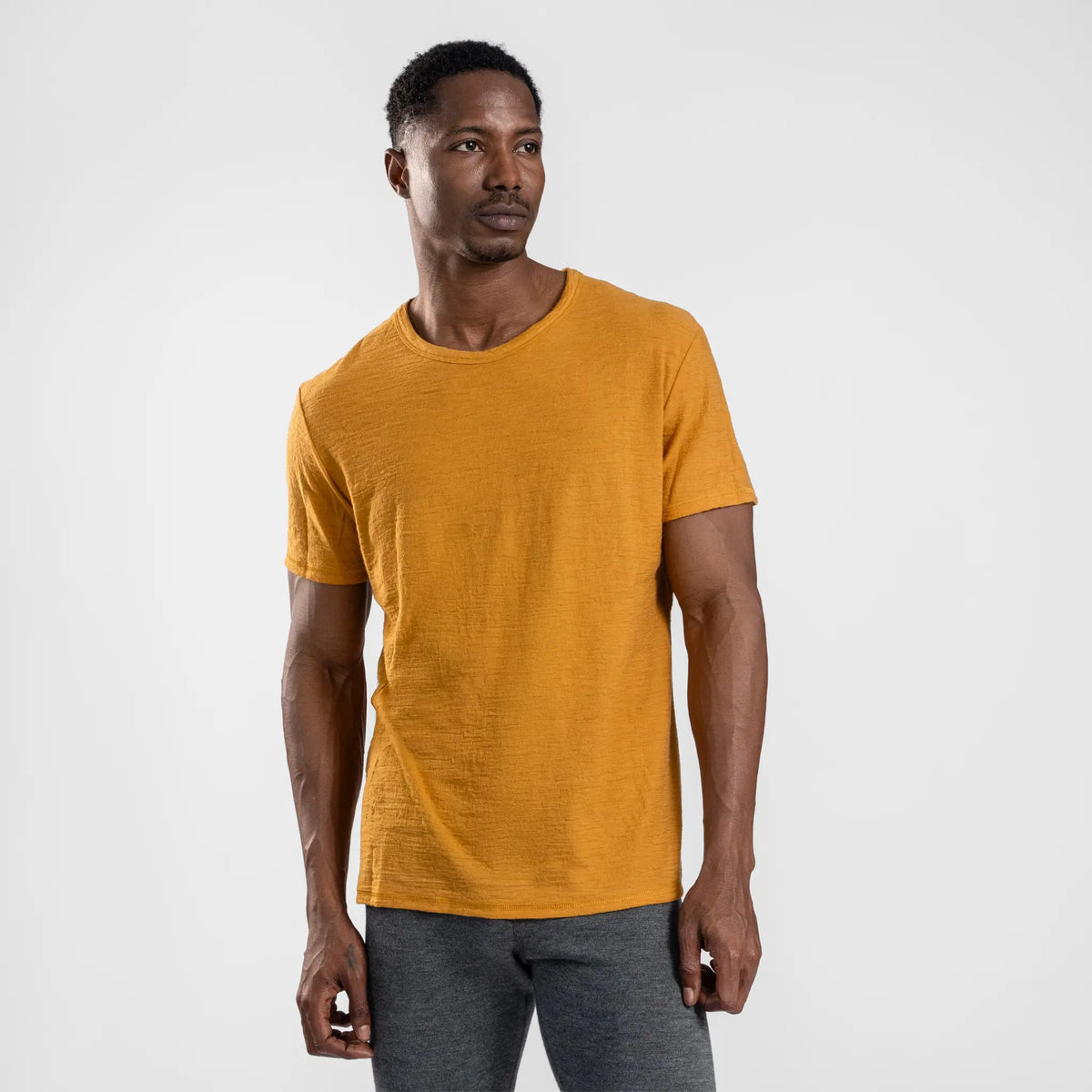 Men's Alpaca Wool T-Shirt: 160 Ultralight Crew Neck color gold