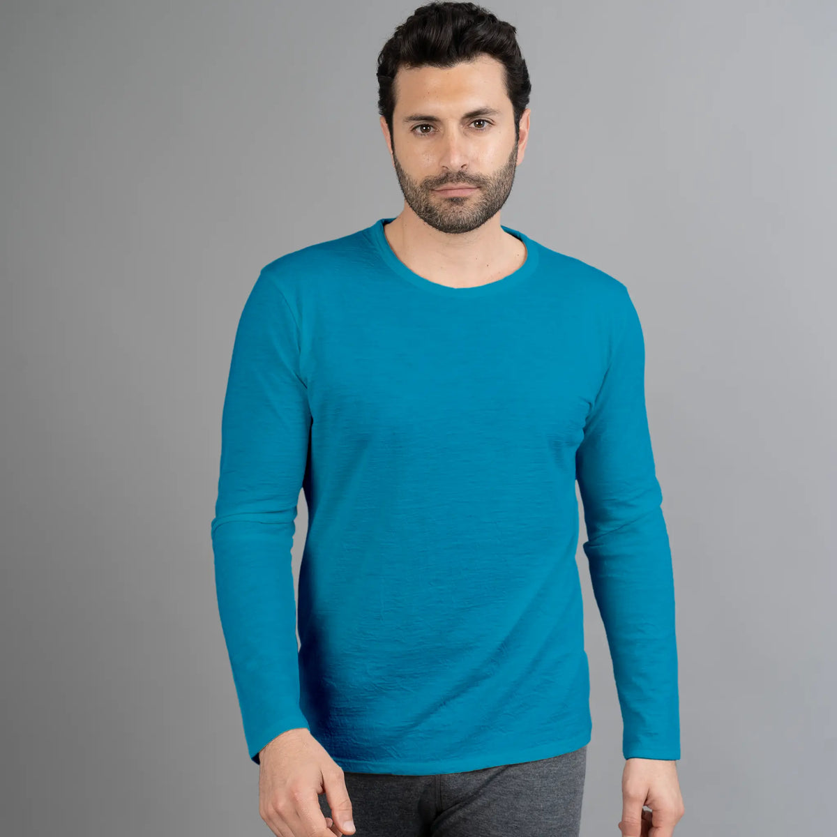 mens moisture wicking long sleeve tshirt color baby blue