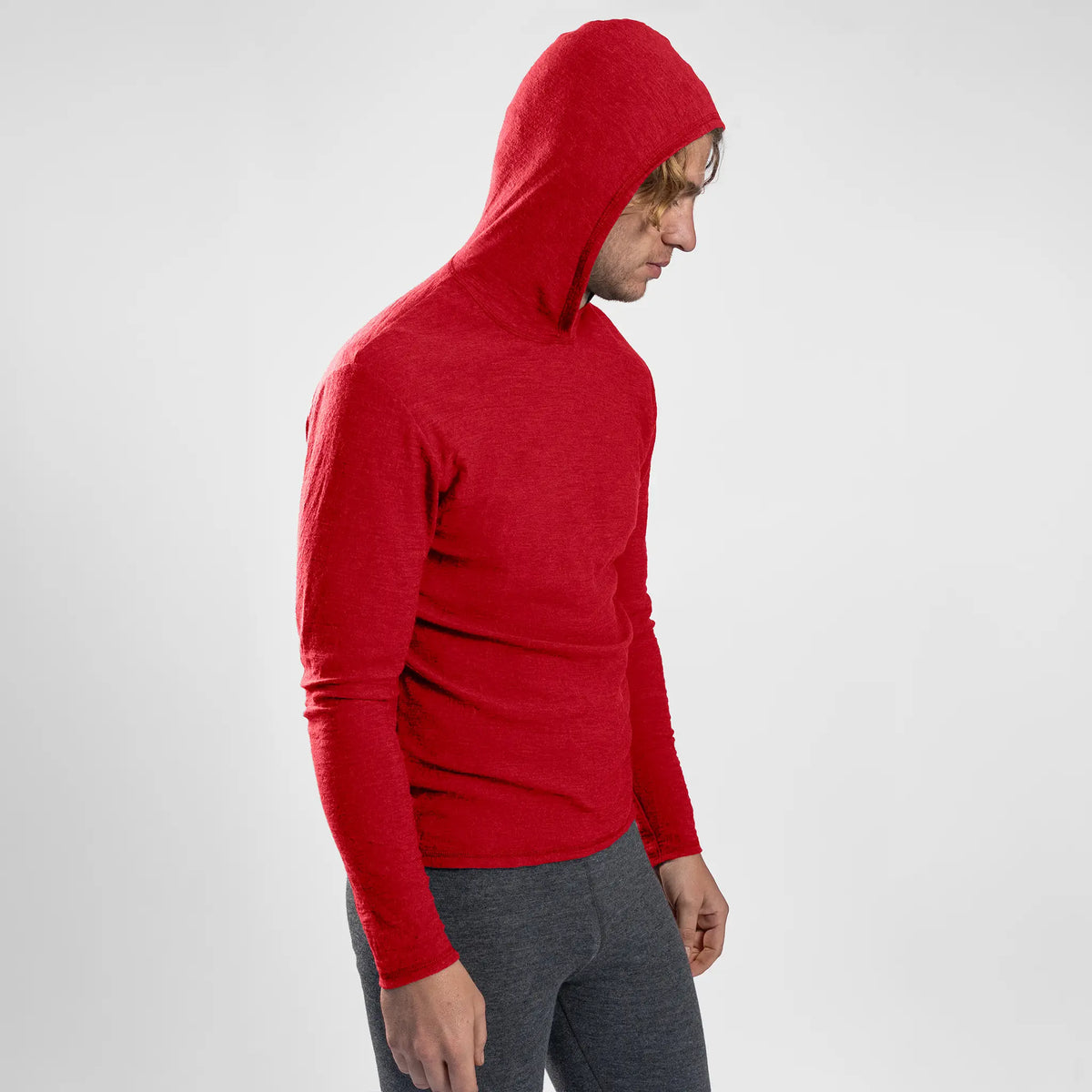 Men's Alpaca Wool Sun Hoodie: 160 Ultralight color red