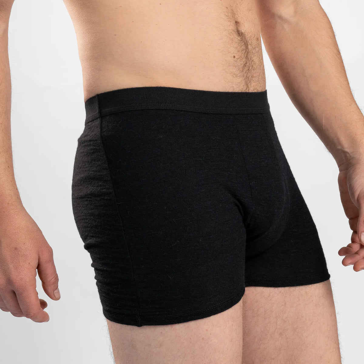 Men's Alpaca Wool Boxer Briefs: 160 Ultralight color black