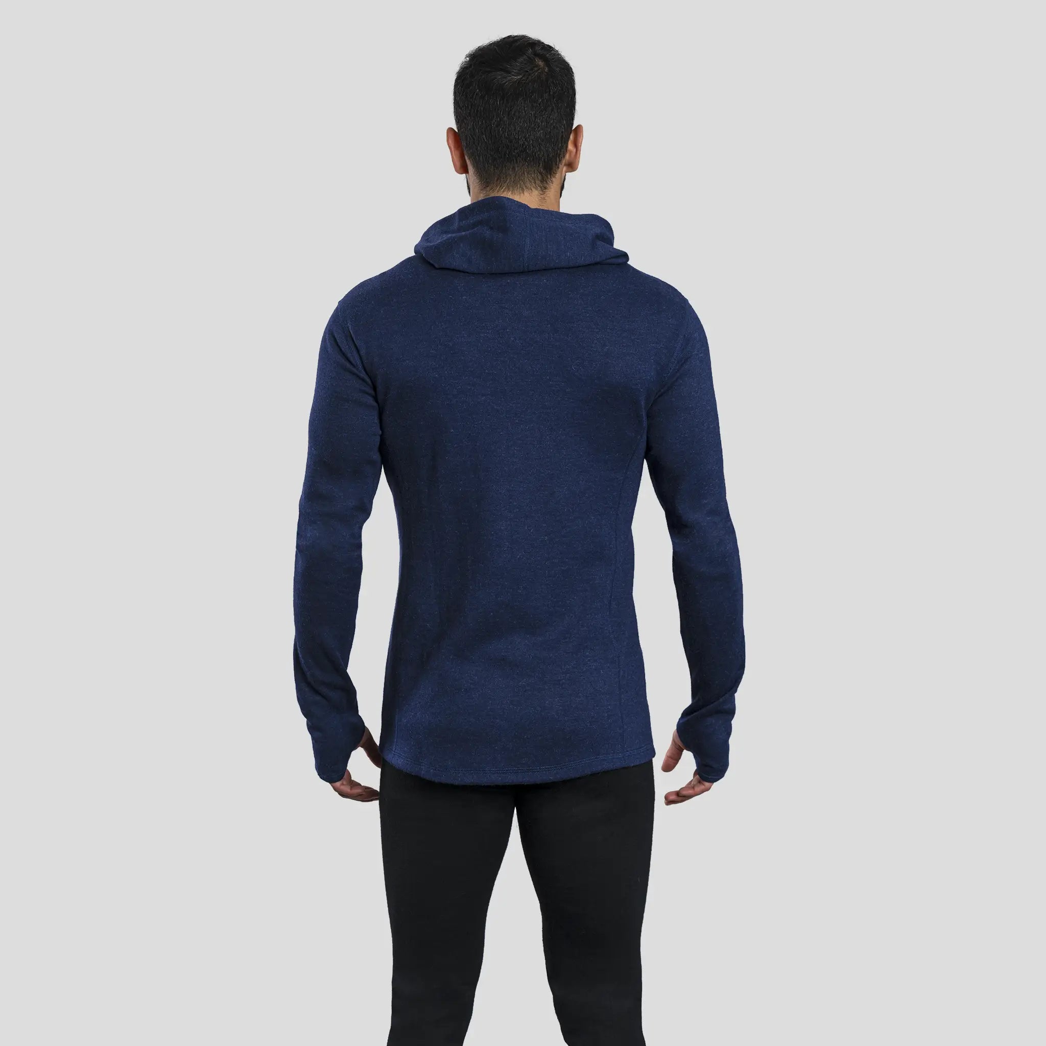 Men's Alpaca Wool Hoodie Jacket: 420 Midweight Full-Zip color Navy Blue
