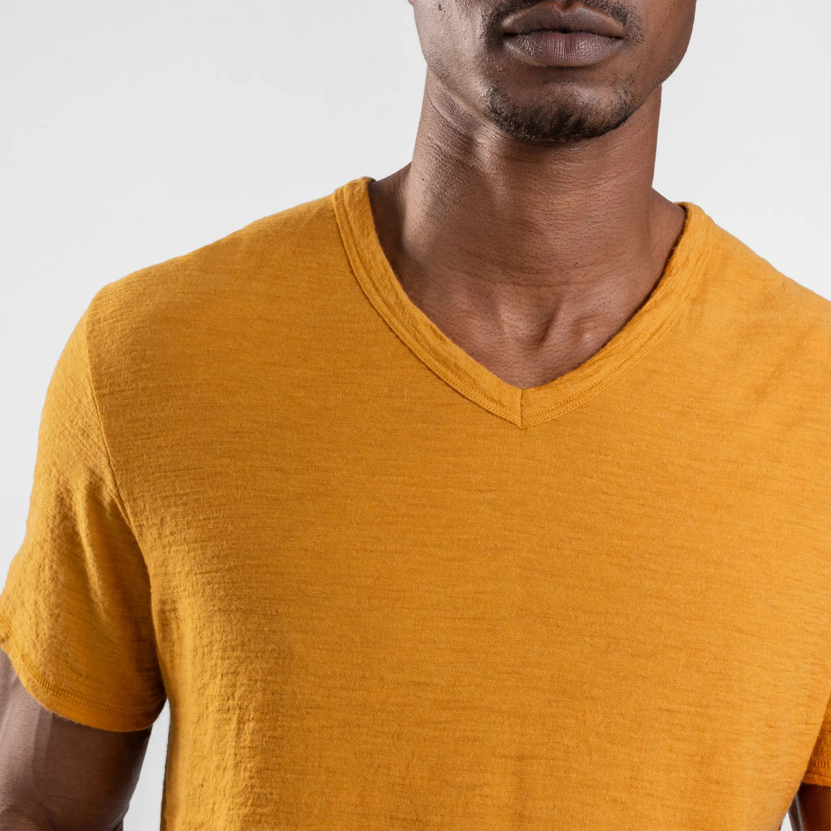 Men's Alpaca Wool T-Shirt: 160 Ultralight V-Neck color gold