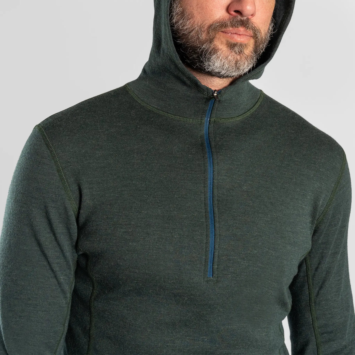 mens most sustainable baselayer half zip hoodie color dark teal