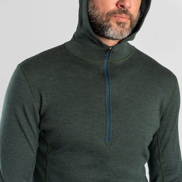 mens most sustainable baselayer half zip hoodie color dark teal