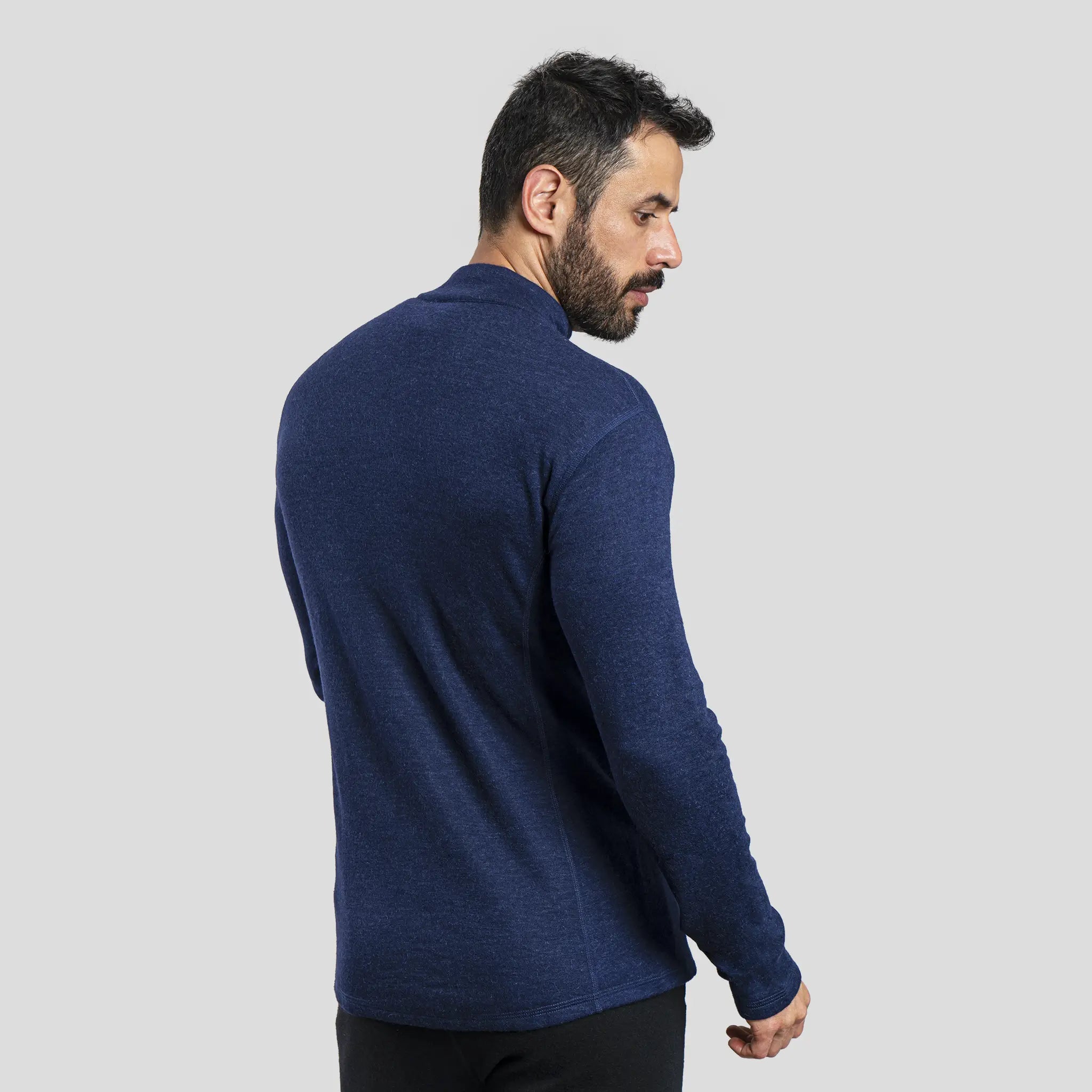 Men's Alpaca Wool Base Layer: 300 Lightweight Half-Zip color Navy Blue