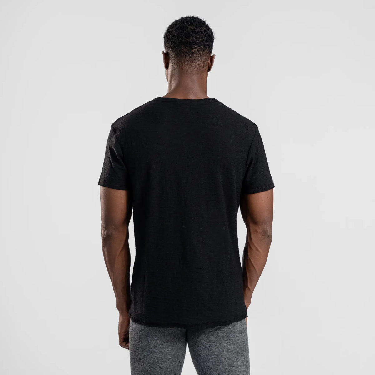 Men's Alpaca Wool T-Shirt: 160 Ultralight Crew Neck color black
