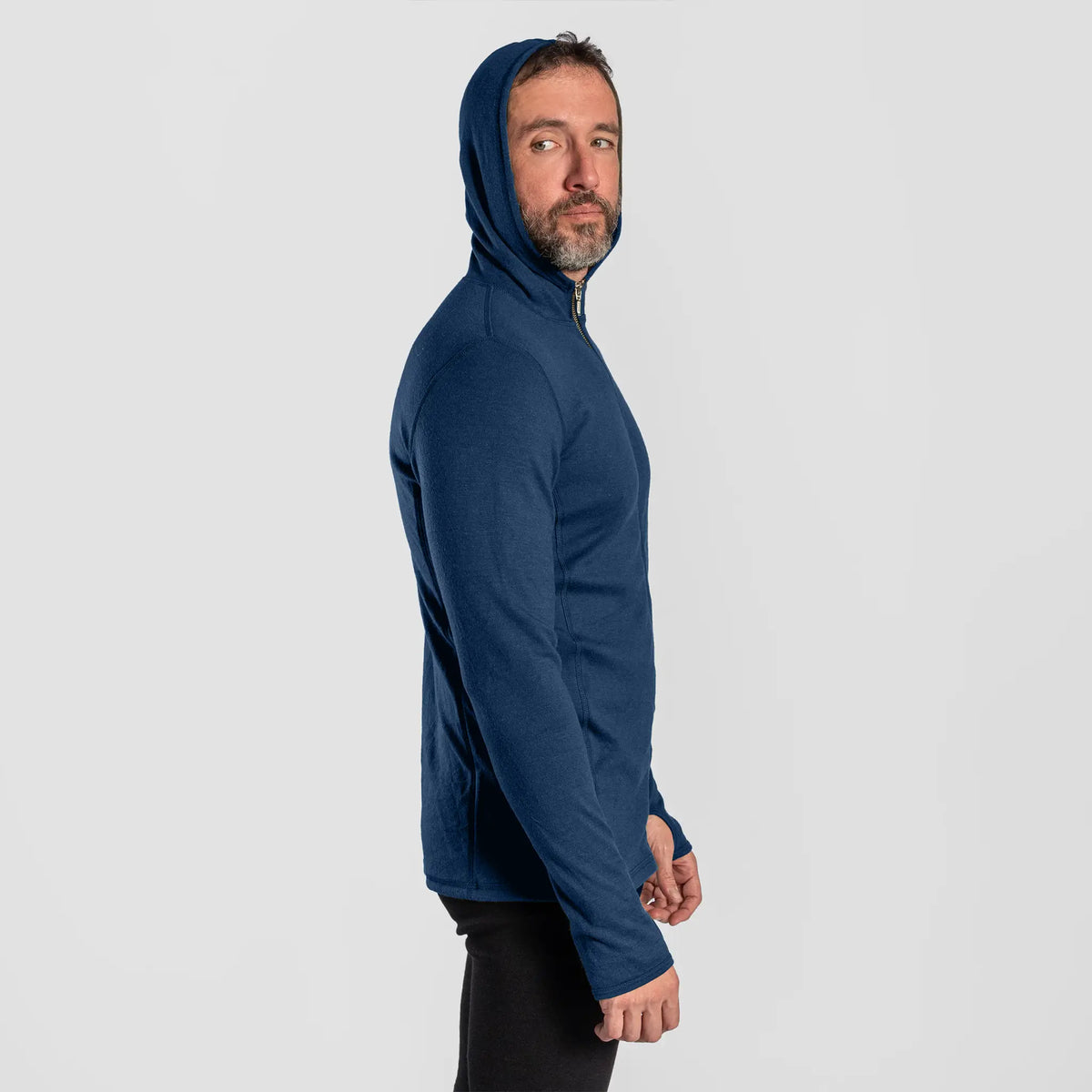 mens most sustainable hoodie jacket full zip color natural blue