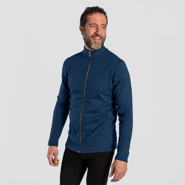 mens most sustainable jacket full zip color natural blue