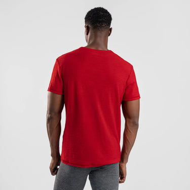 mens most sustainable vneck tshirt color red