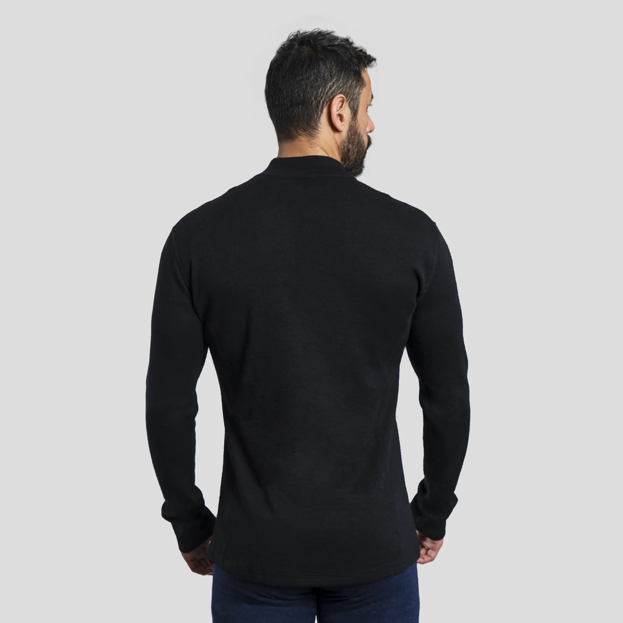 Men's Alpaca Wool Base Layer: 300 Lightweight Half-Zip color Black
