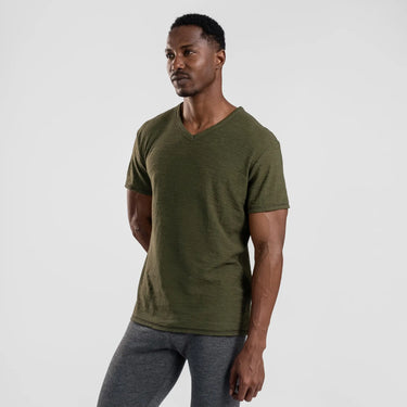 mens natural item vneck tshirt color green