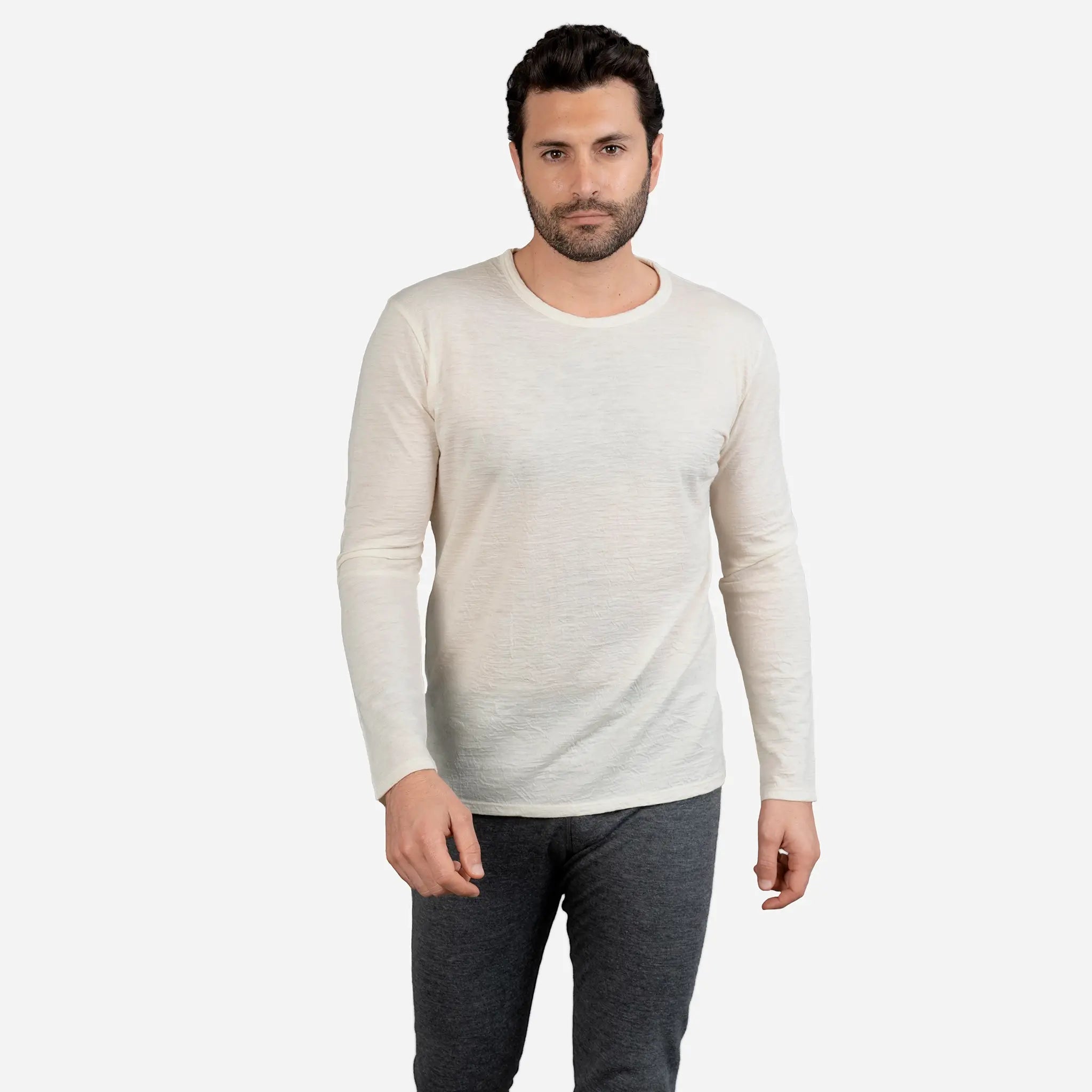 mens natural long sleeve tshirt color undyed
