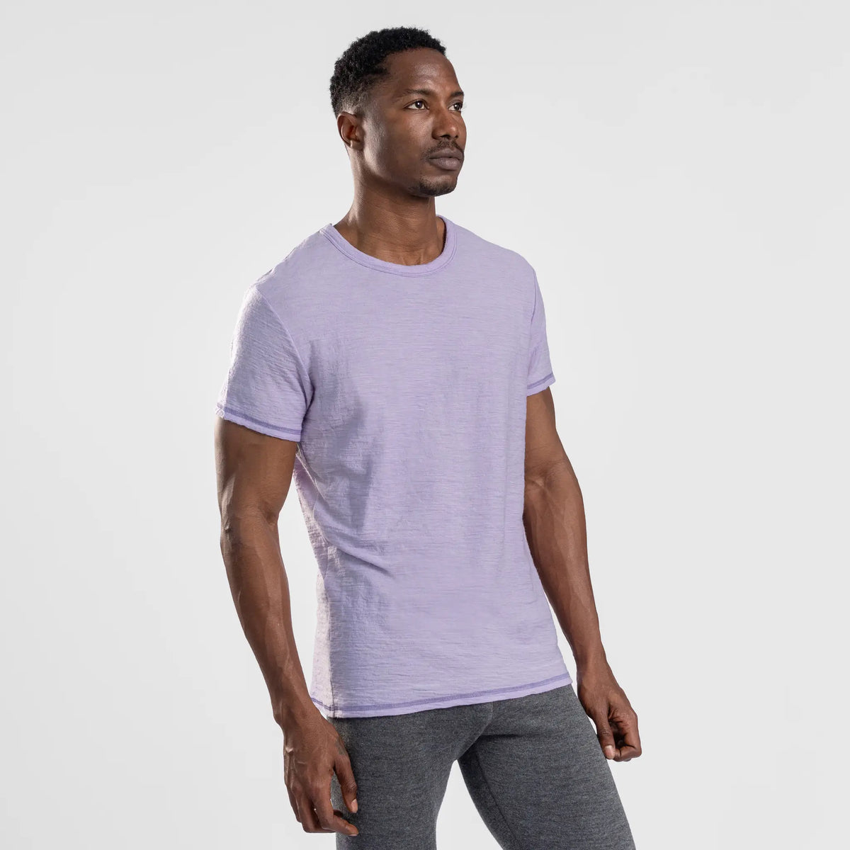 Men's Alpaca Wool T-Shirt: 160 Ultralight Crew Neck color lilac