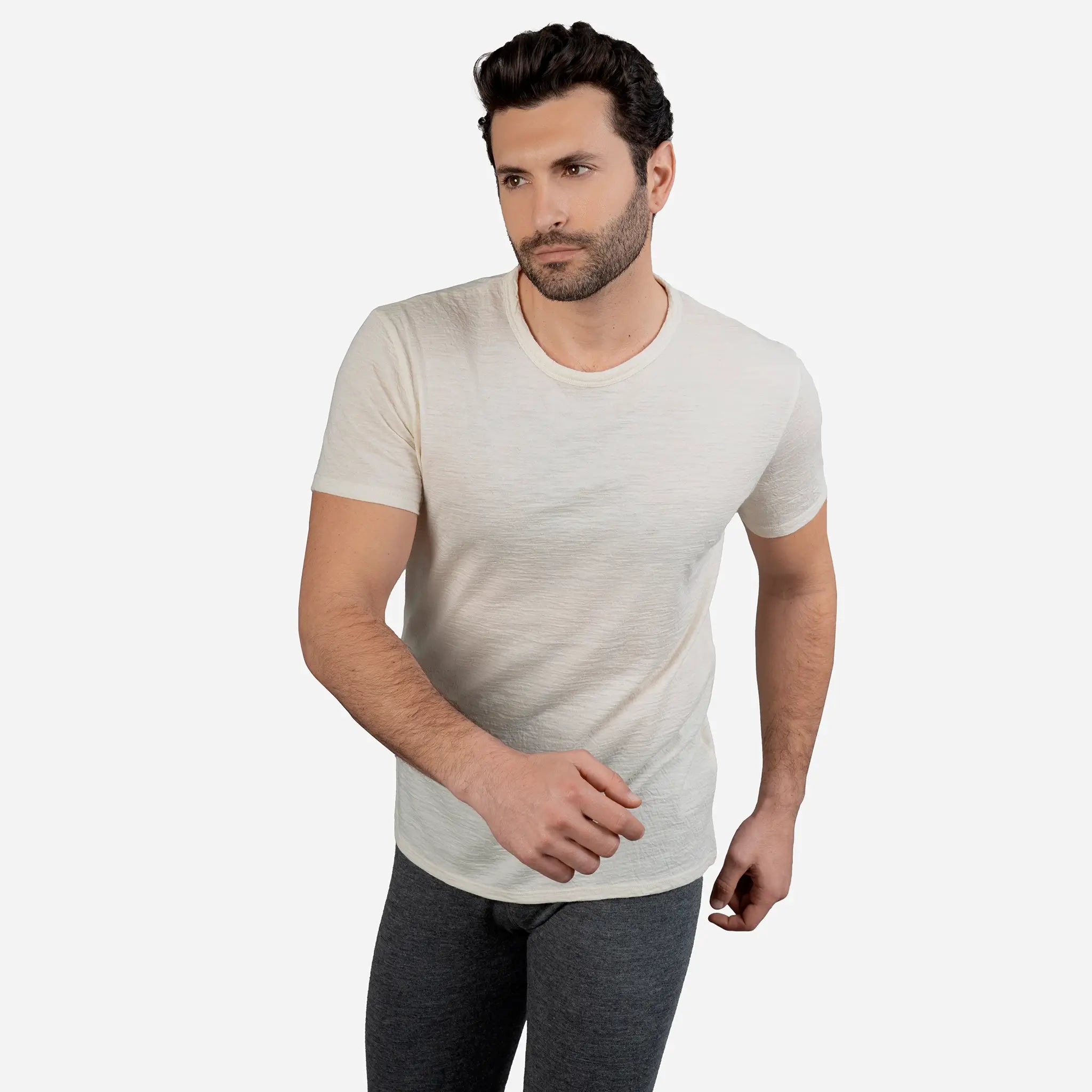 mens natural product crew neck tshirt color undyed