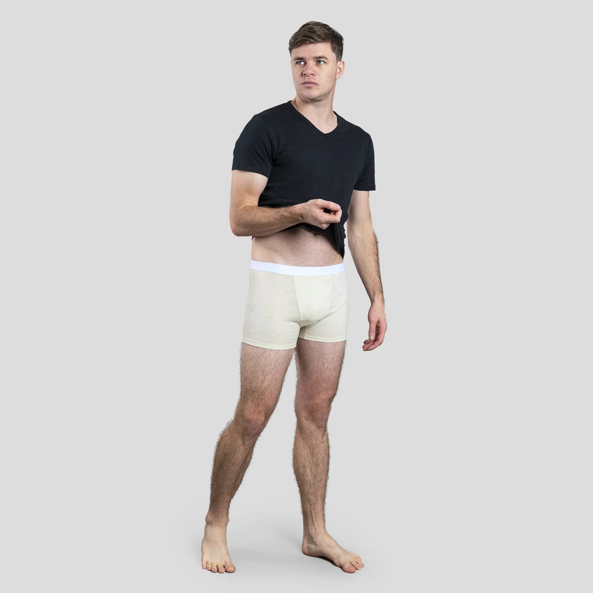 Men's Alpaca Wool Boxer Briefs: 160 Ultralight color natural white