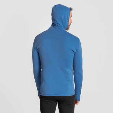 mens outdoor activities baselayer half zip hoodie color baby blue