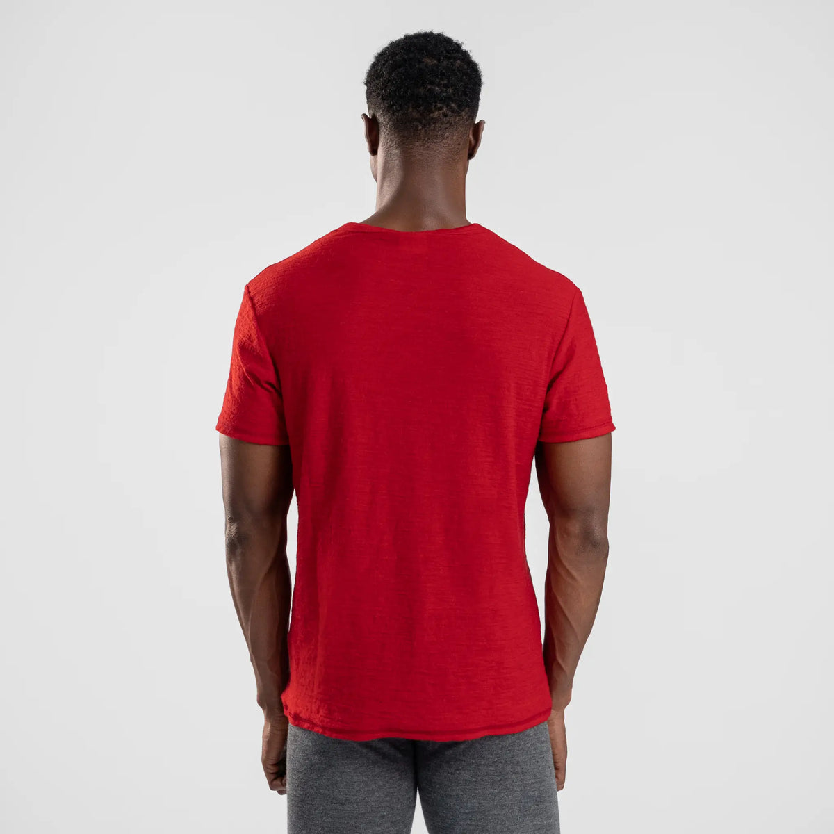 Men's Alpaca Wool T-Shirt: 160 Ultralight Crew Neck color red