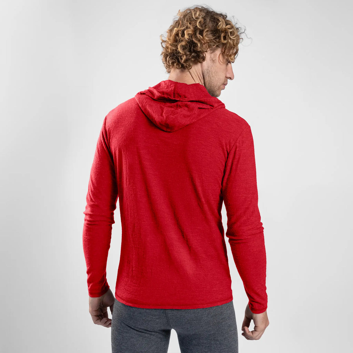 Men's Alpaca Wool Sun Hoodie: 160 Ultralight color red