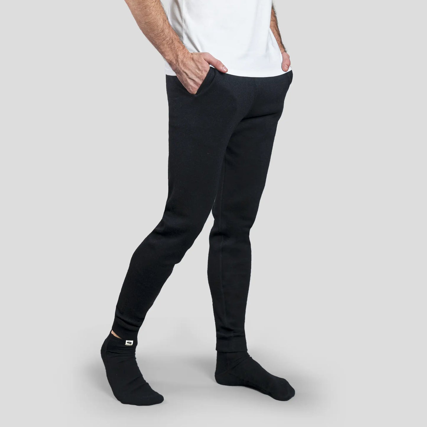 Men's Alpaca Wool Sweatpants: 420 Midweight color Black