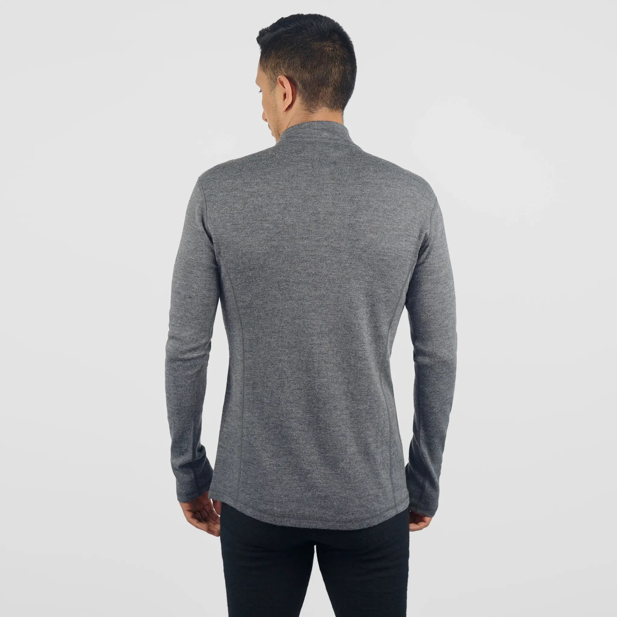 Men's Alpaca Wool Base Layer: 300 Lightweight Half-Zip color Gray