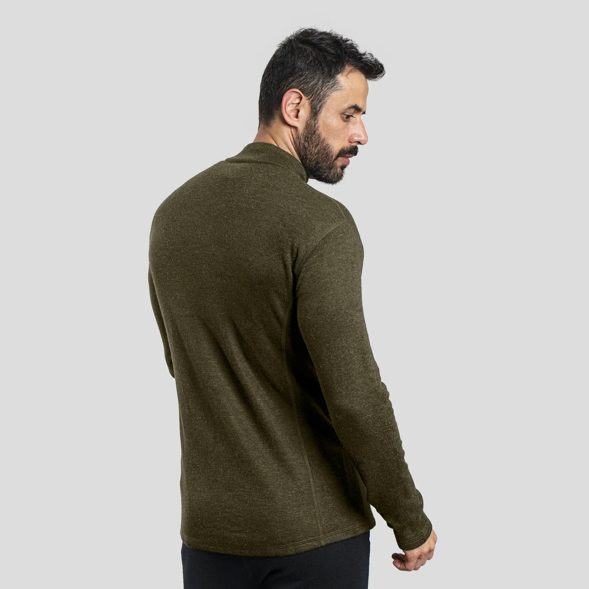 Men's Alpaca Wool Base Layer: 300 Lightweight Half-Zip color green