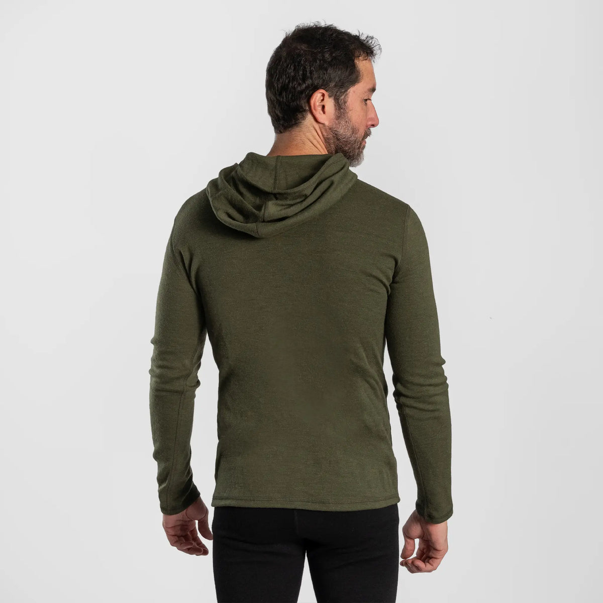 mens outdoor baselayer half zip hoodie color green