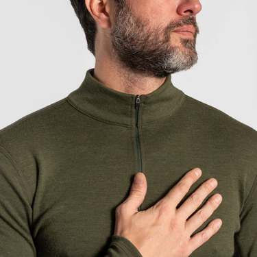 mens outdoor clothing baselayer half zip color green