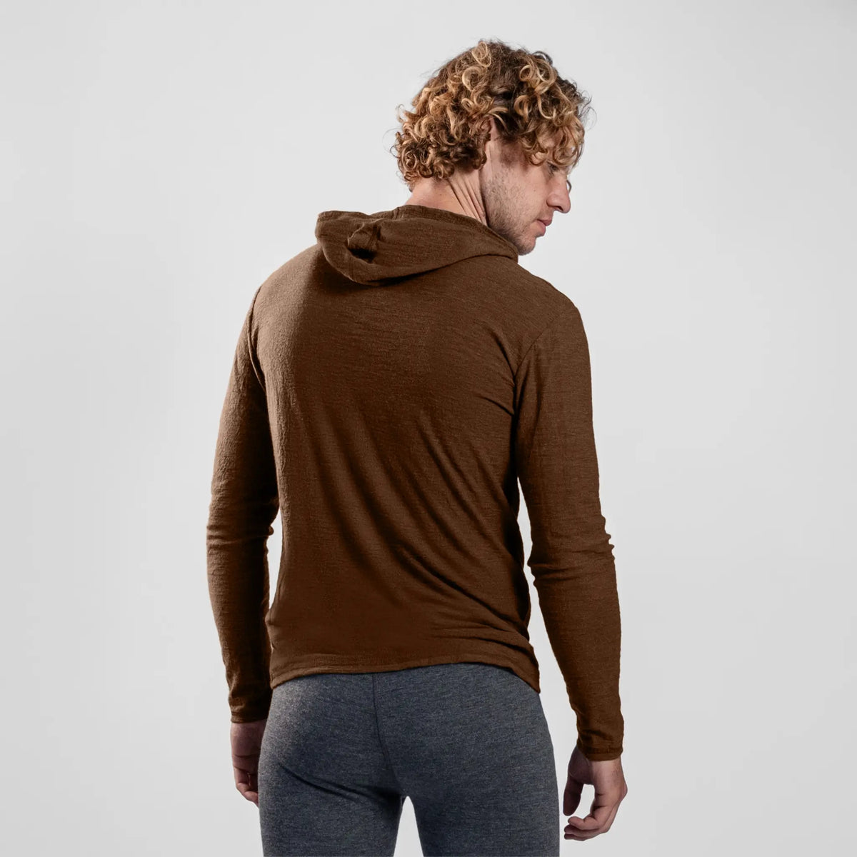 Men's Alpaca Wool Sun Hoodie: 160 Ultralight color brown