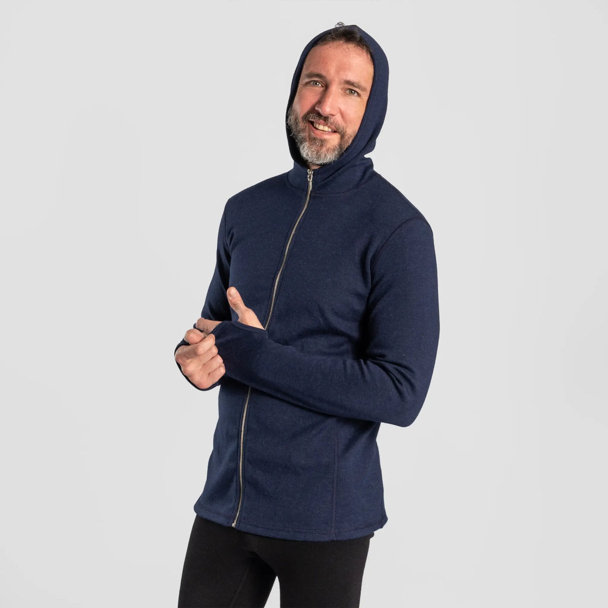 mens outdoor hoodie jacket full zip color navy blue