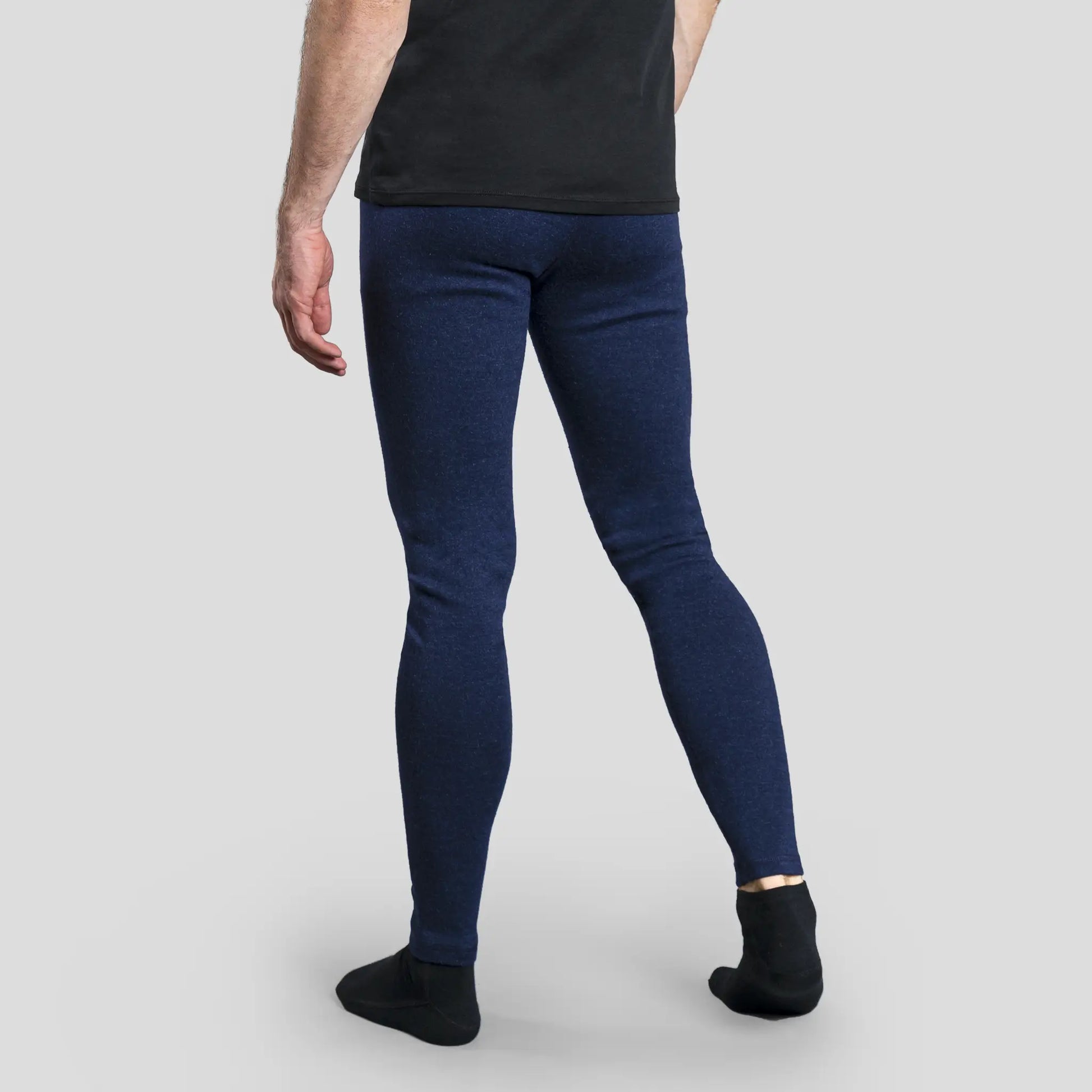Men's Alpaca Wool Leggings: 420 Midweight color Navy Blue