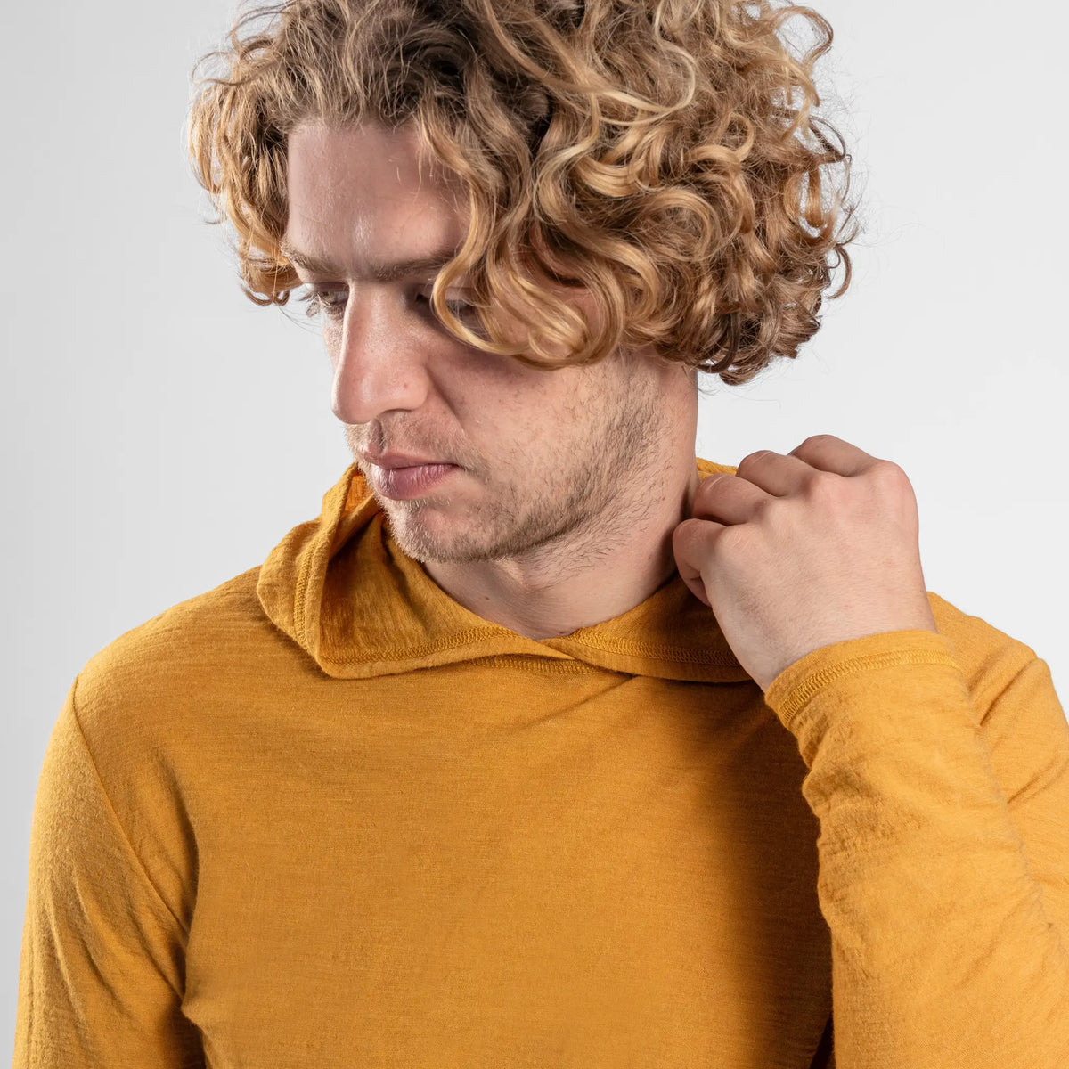 Men's Alpaca Wool Sun Hoodie: 160 Ultralight color gold