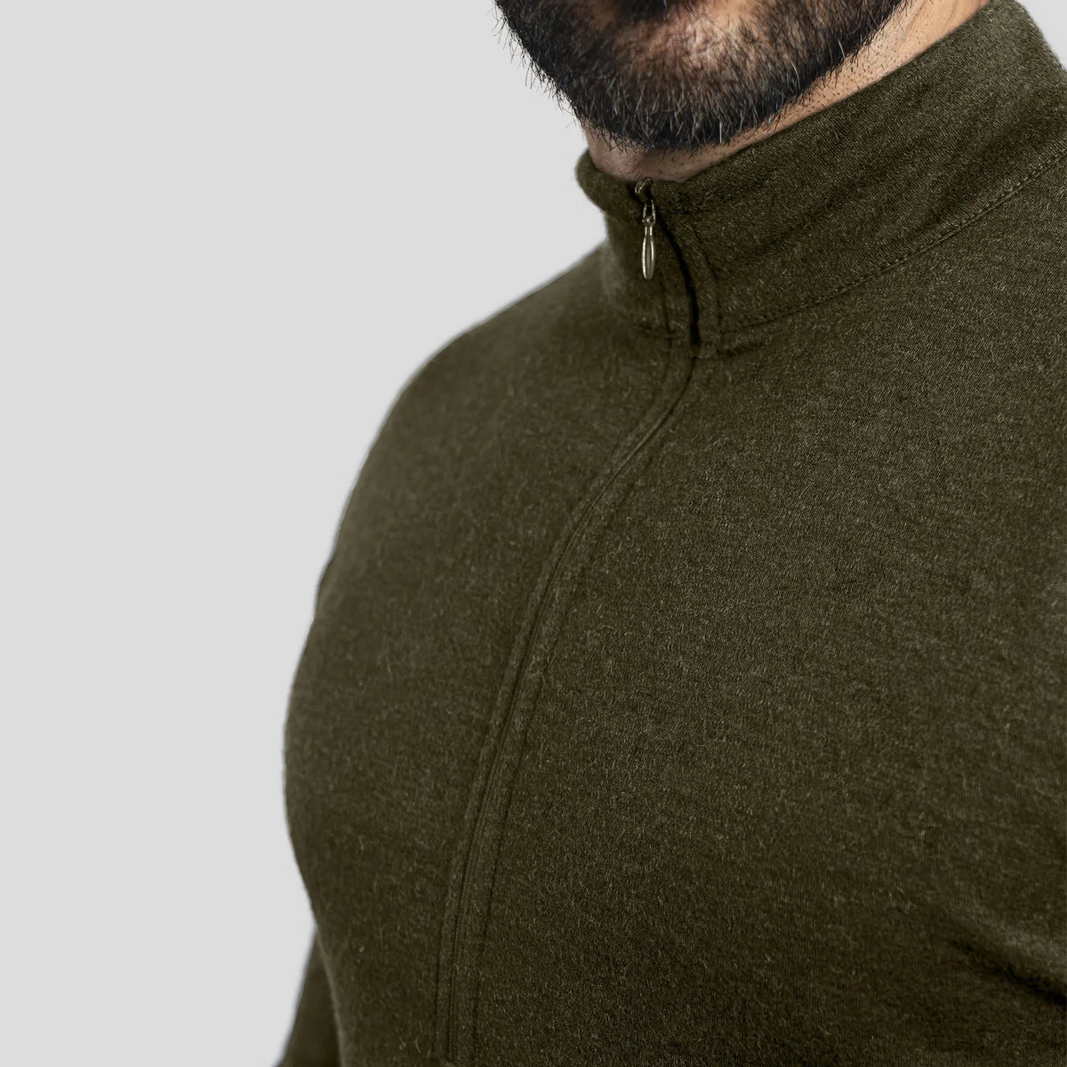 Men's Alpaca Wool Base Layer: 300 Lightweight Half-Zip color green