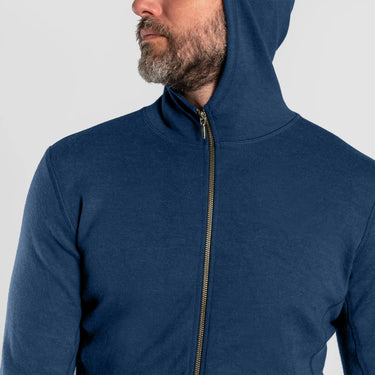 mens single origin hoodie jacket full zip color natural blue