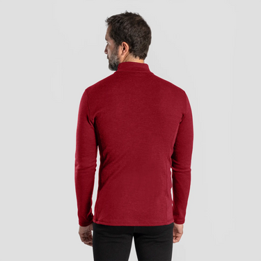 mens sustainable baselayer half zip color maroon