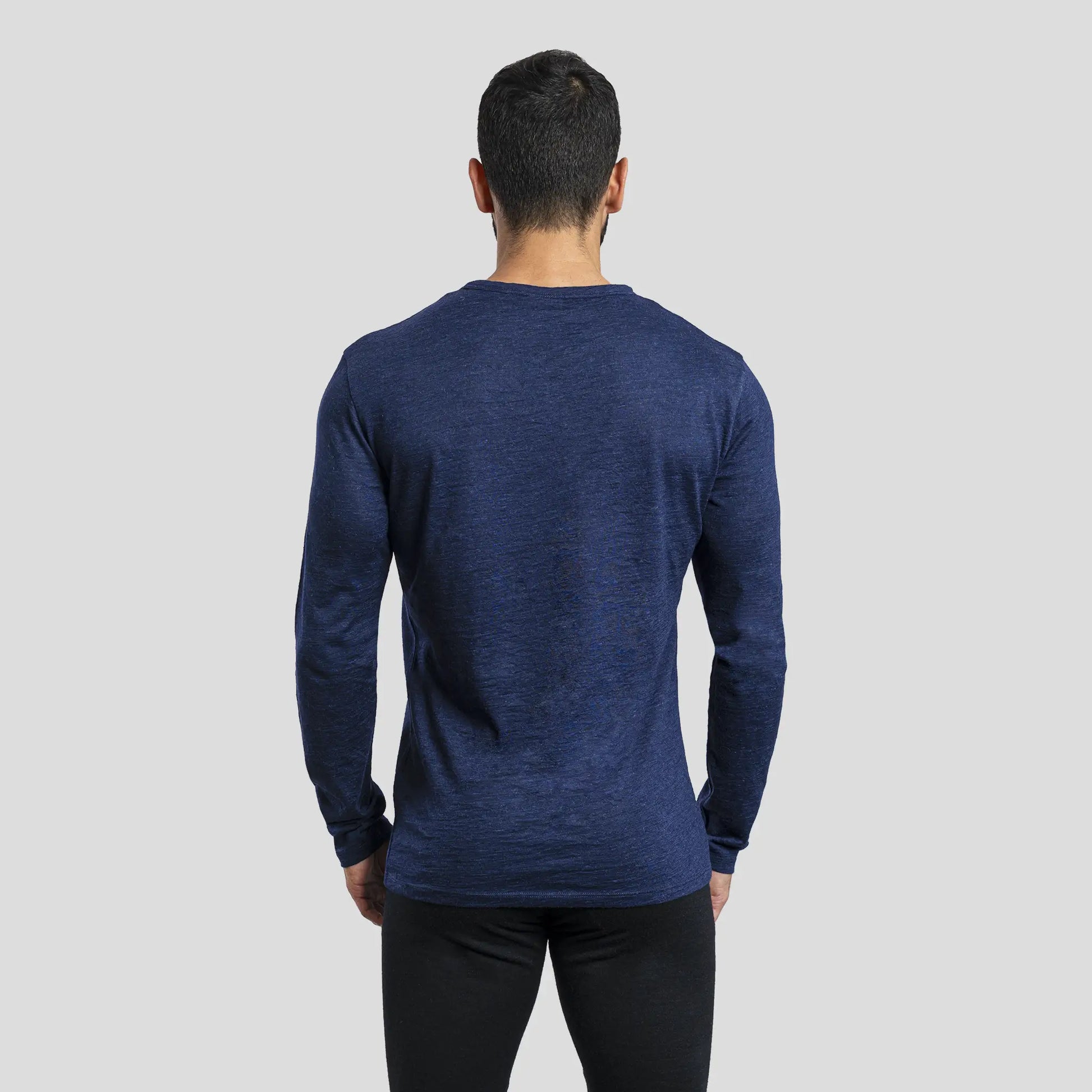 Men's Alpaca Wool Long Sleeve Shirt: 160 Ultralight color Navy Blue