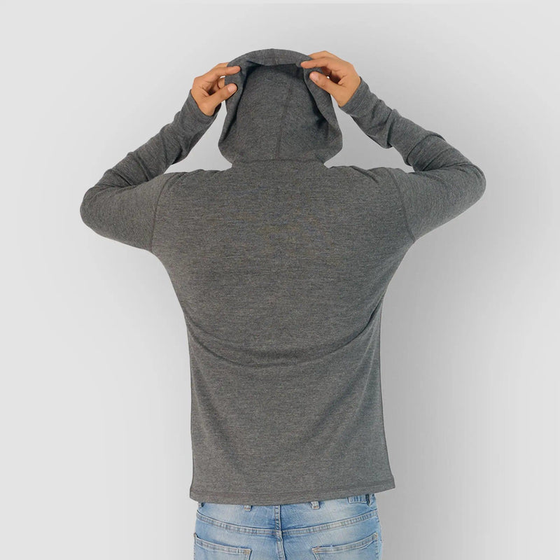 mens sustainable pullover hoodie lightweight color gray