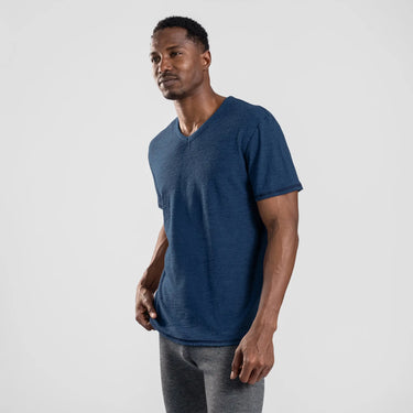 mens sweat wicking vneck tshirt color natural blue