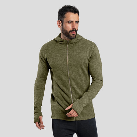 Men's Alpaca Wool Hoodie Jacket: 420 Midweight Full-Zip