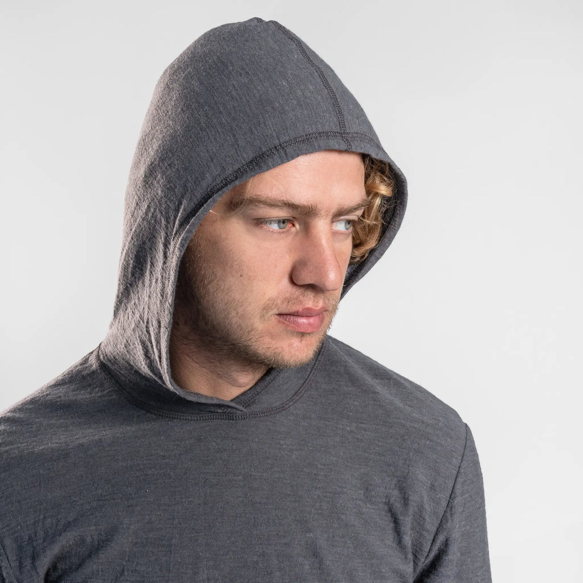 Men's Alpaca Wool Sun Hoodie: 160 Ultralight color gray