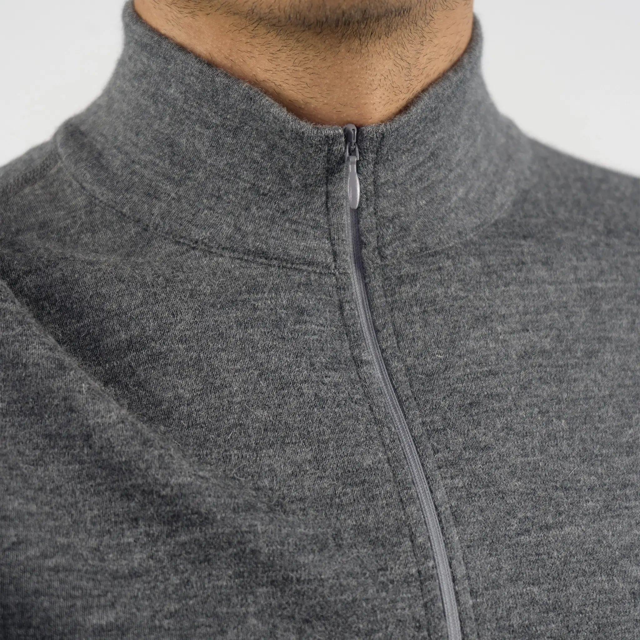 Men's Alpaca Wool Base Layer: 300 Lightweight Half-Zip color Gray