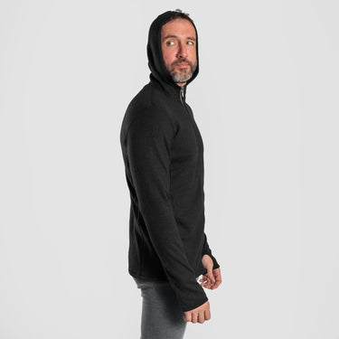 mens thermal wool hoodie jacket full zip color black