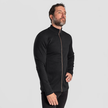 mens thermal wool jacket full zip color black